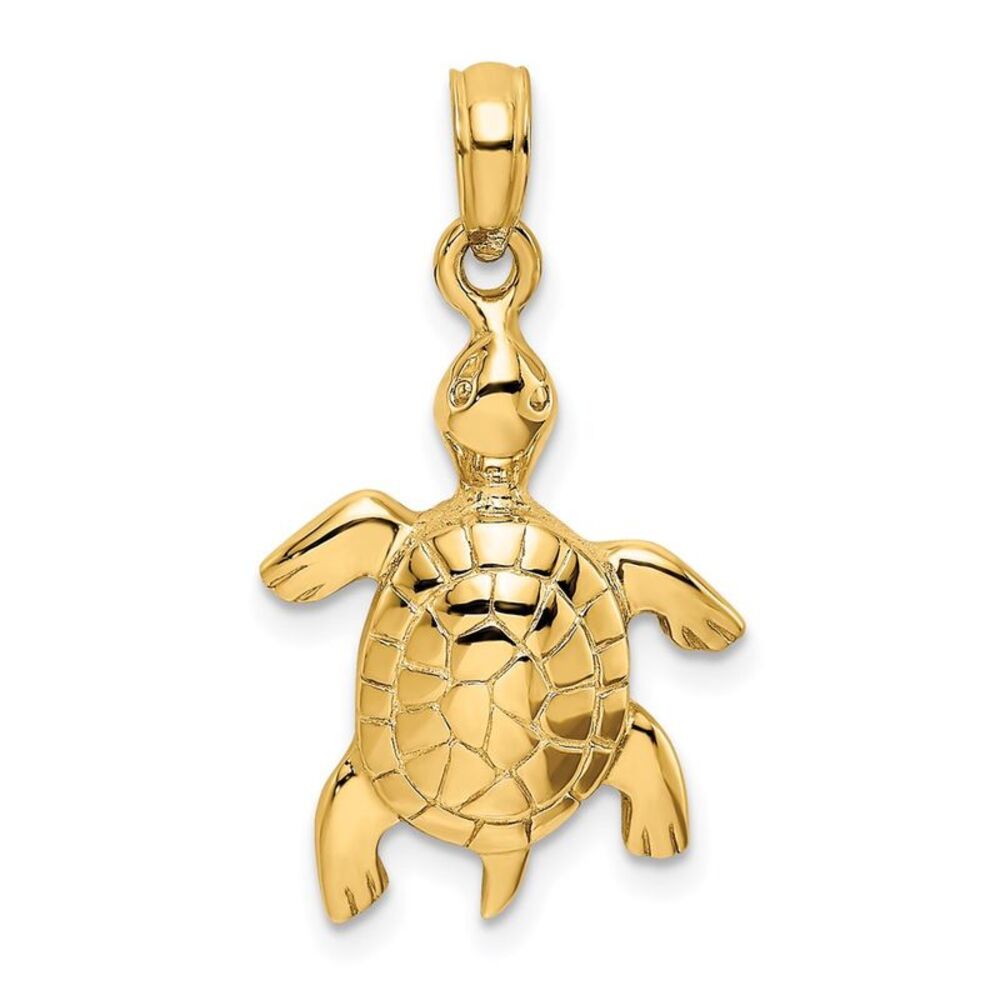 14k Yellow Gold Polished Turtle With Textured She… - image 1